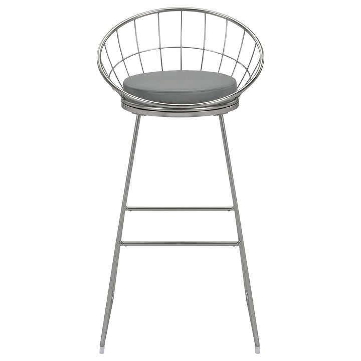 Glenbrook Padded Seat Bar Stools Grey and Satin Nickel (Set of 2)