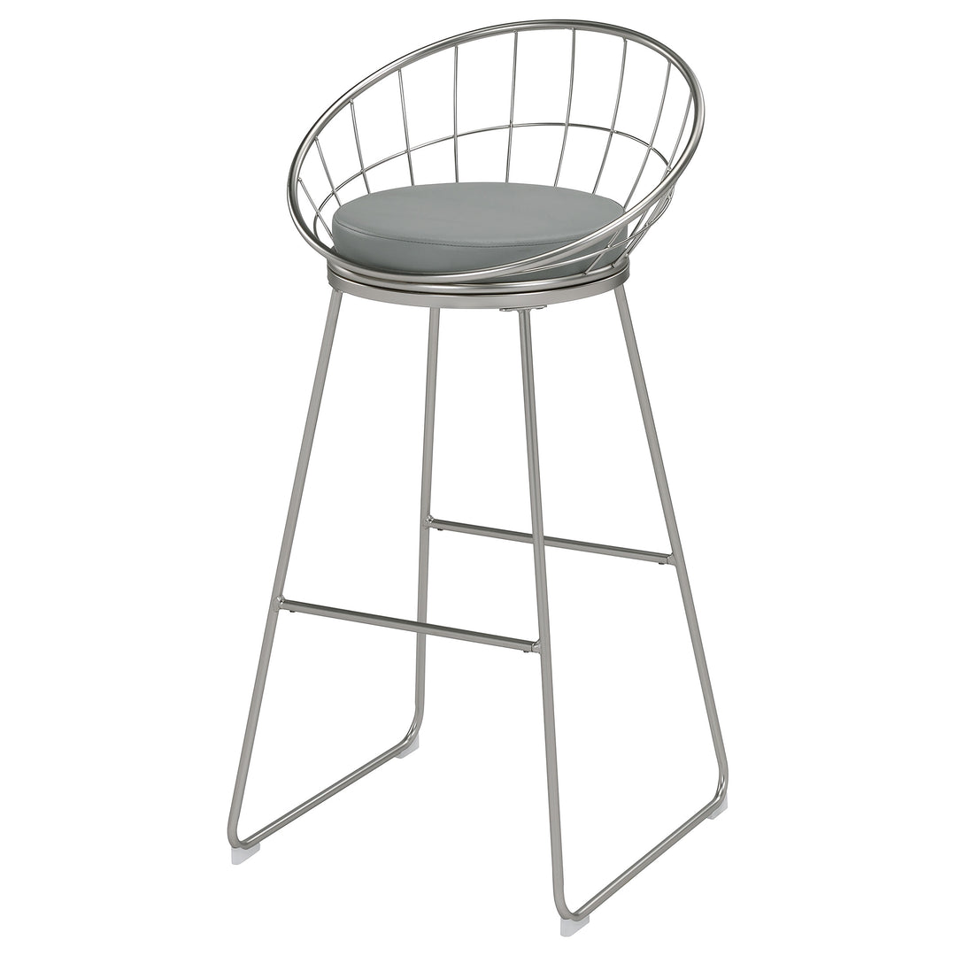 Glenbrook Padded Seat Bar Stools Grey and Satin Nickel (Set of 2)