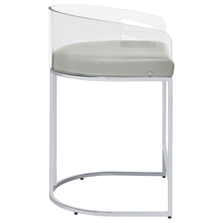 Thermosolis Acrylic Back Counter Height Stools Grey and Chrome (Set of 2)