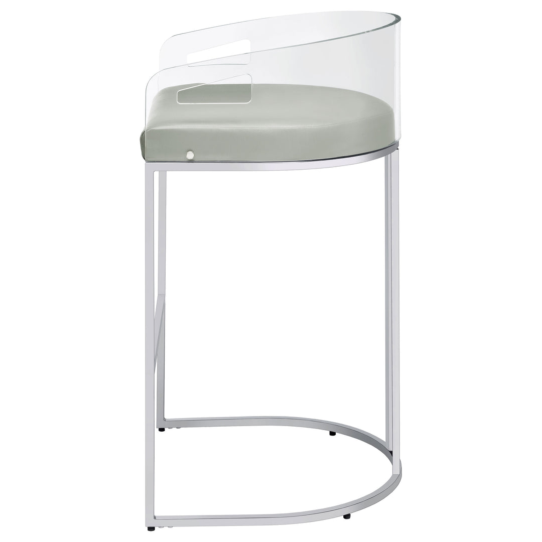 Thermosolis Acrylic Back Bar Stools Grey and Chrome (Set of 2)