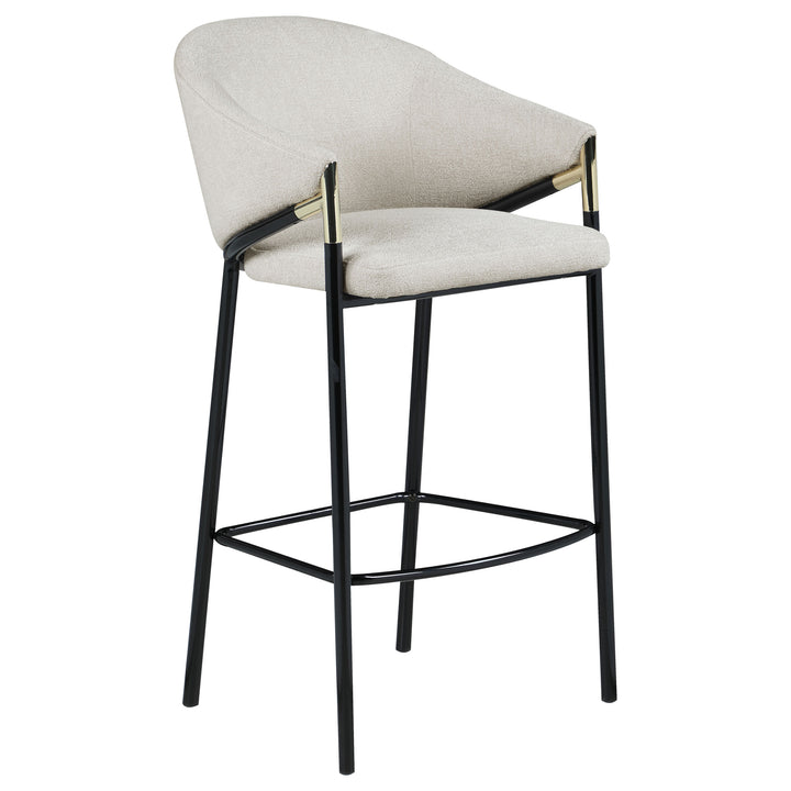 Chadwick Sloped Arm Bar Stools Beige and Glossy Black (Set of 2)