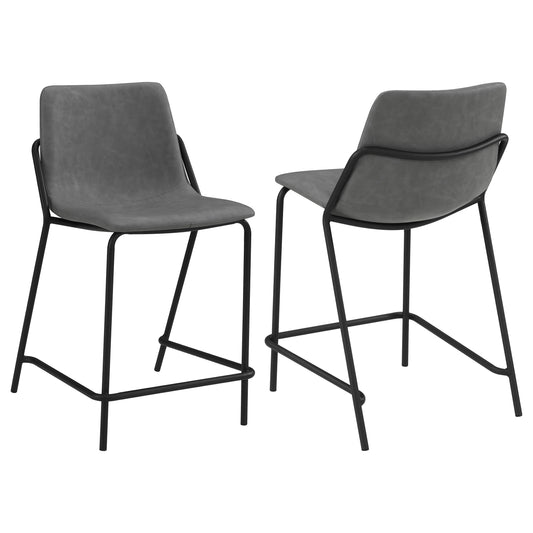 Earnest Solid Back Upholstered Counter Height Stools Grey and Black (Set of 2)