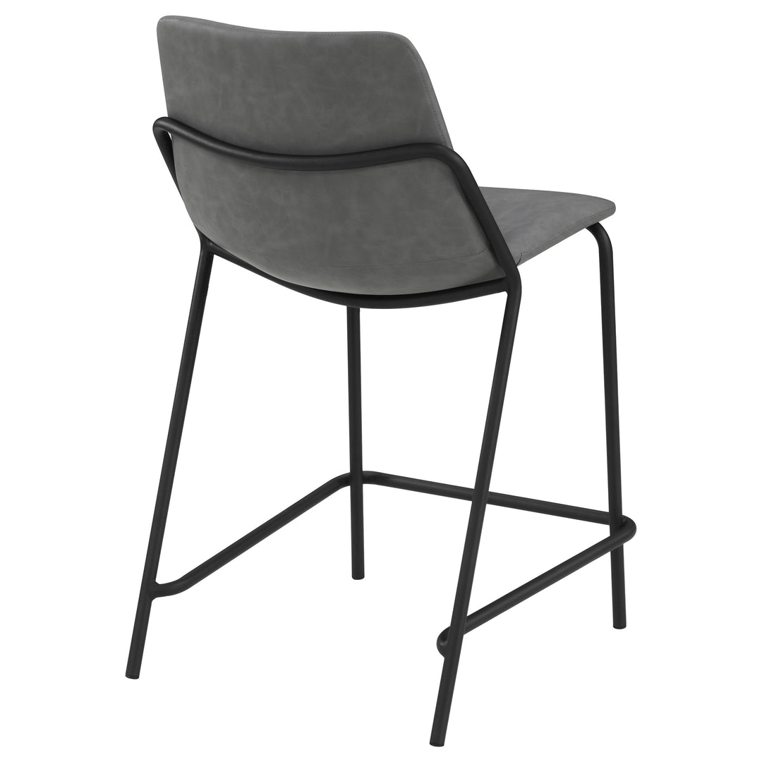 Earnest Solid Back Upholstered Counter Height Stools Grey and Black (Set of 2)