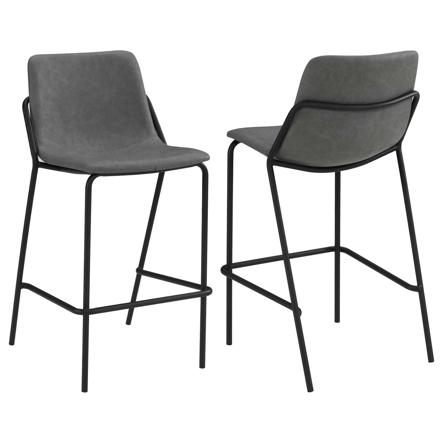 Earnest Solid Back Upholstered Bar Stools Grey and Black (Set of 2)