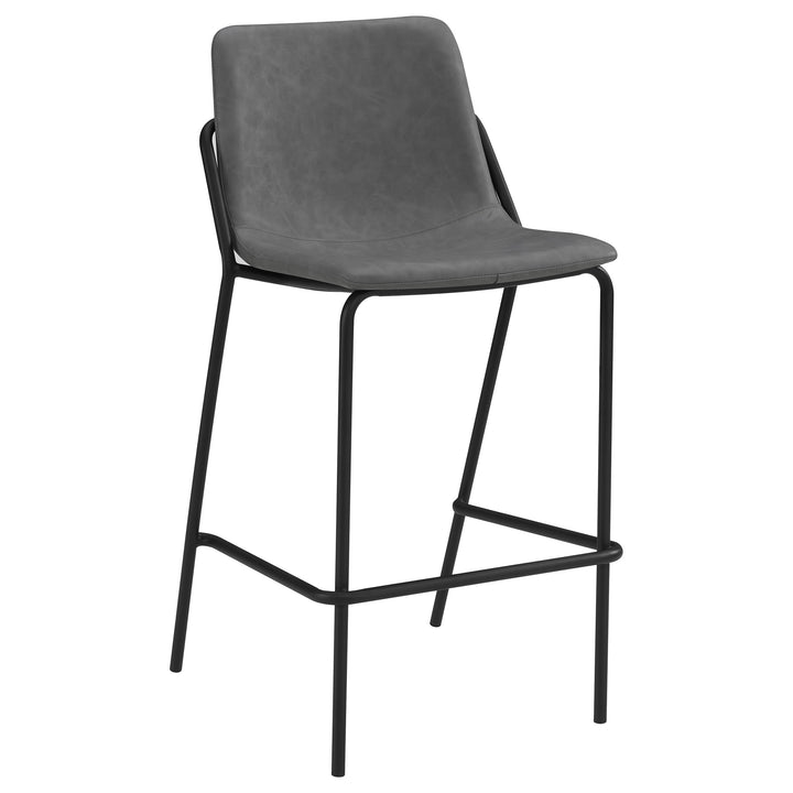 Earnest Solid Back Upholstered Bar Stools Grey and Black (Set of 2)