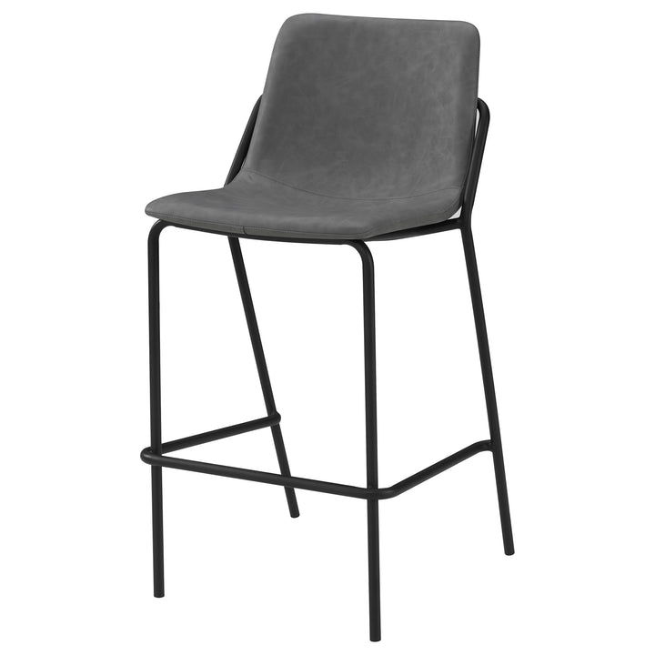 Earnest Solid Back Upholstered Bar Stools Grey and Black (Set of 2)