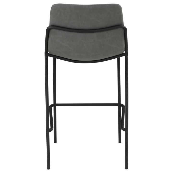 Earnest Solid Back Upholstered Bar Stools Grey and Black (Set of 2)