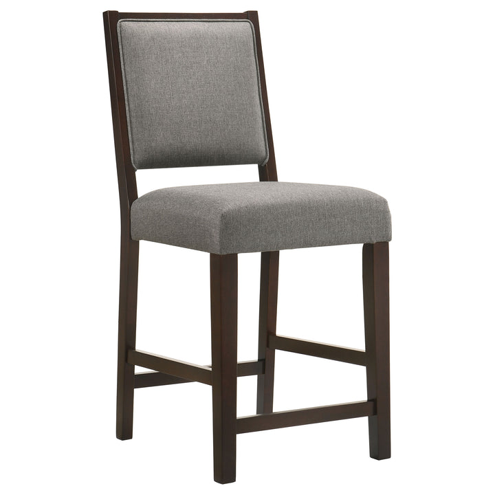 Bedford Upholstered Open Back Counter Height Stools with Footrest (Set of 2) Grey and Espresso