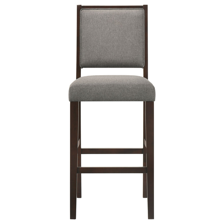 Bedford Upholstered Open Back Bar Stools with Footrest (Set of 2) Grey and Espresso