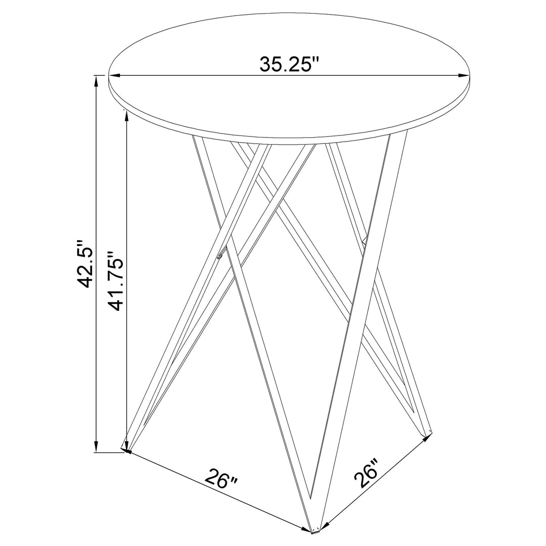 Bexter Faux Marble Round Top Bar Table White and Chrome