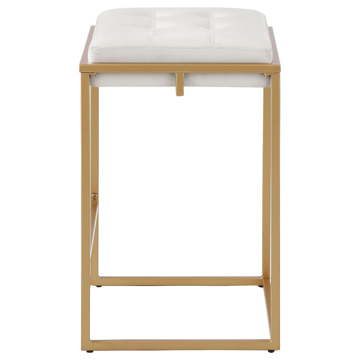 Nadia Square Padded Seat Counter Height Stool (Set of 2) Beige and Gold