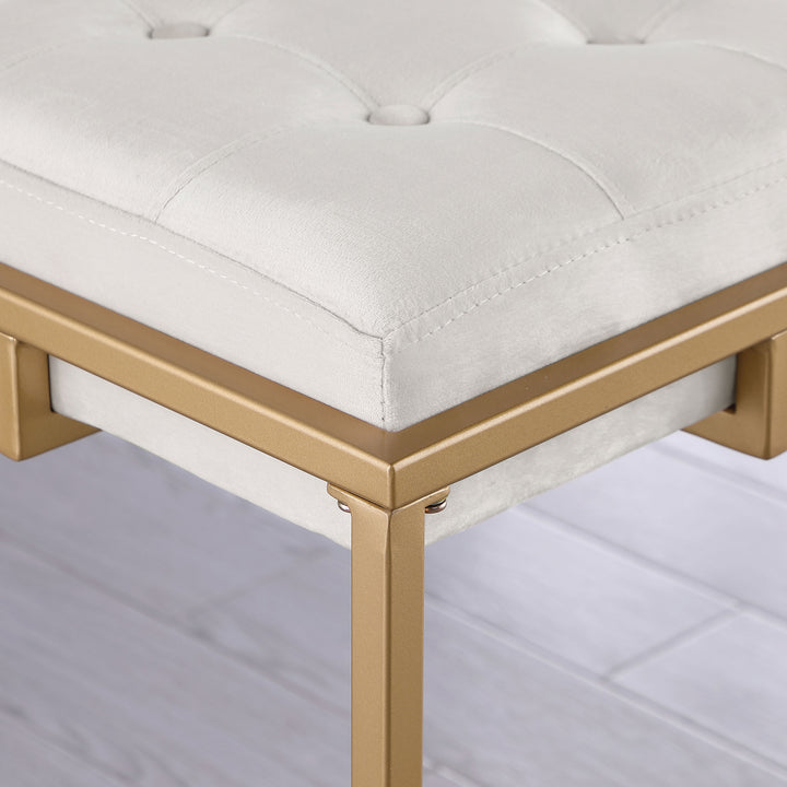 Nadia Square Padded Seat Counter Height Stool (Set of 2) Beige and Gold