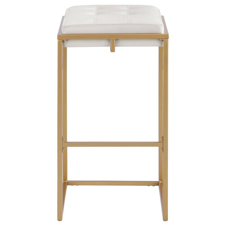 Nadia Square Padded Seat Bar Stool (Set of 2) Beige and Gold