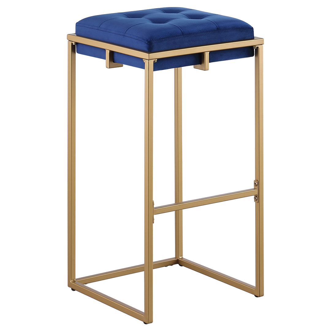 Nadia Square Padded Seat Bar Stool (Set of 2) Blue and Gold