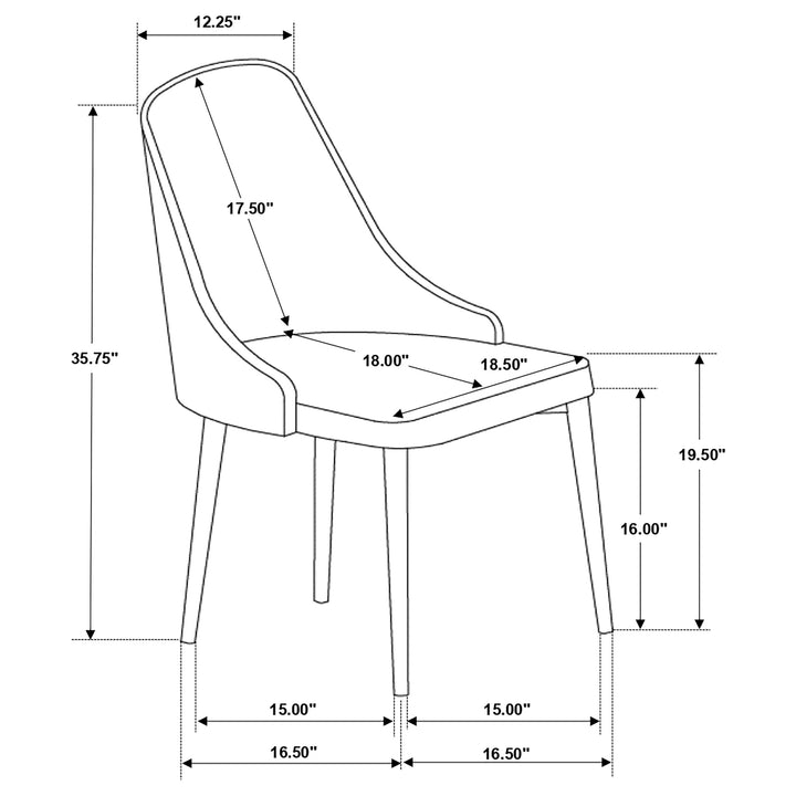 Gabrielle Upholstered Solid Back Dining Side Chair Grey and Black (Set of 2)