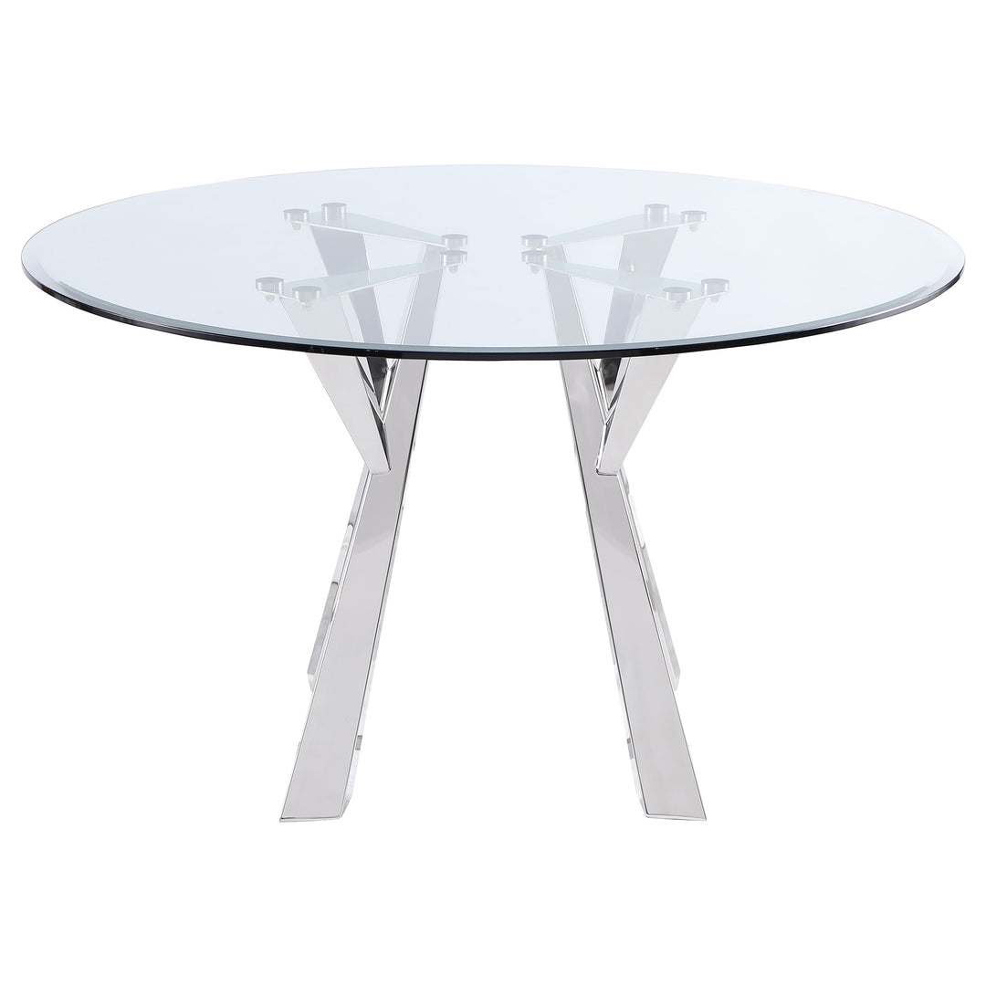 Alaia Round Glass Top Dining Table Clear and Chrome