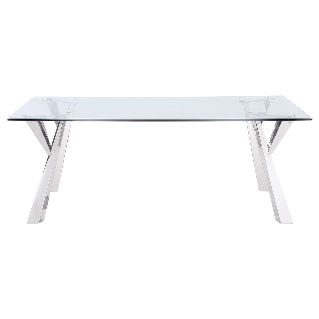 Alaia Rectangular Glass Top Dining Table Clear and Chrome