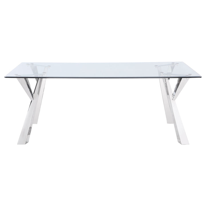 Alaia Rectangular Glass Top Dining Table Clear and Chrome