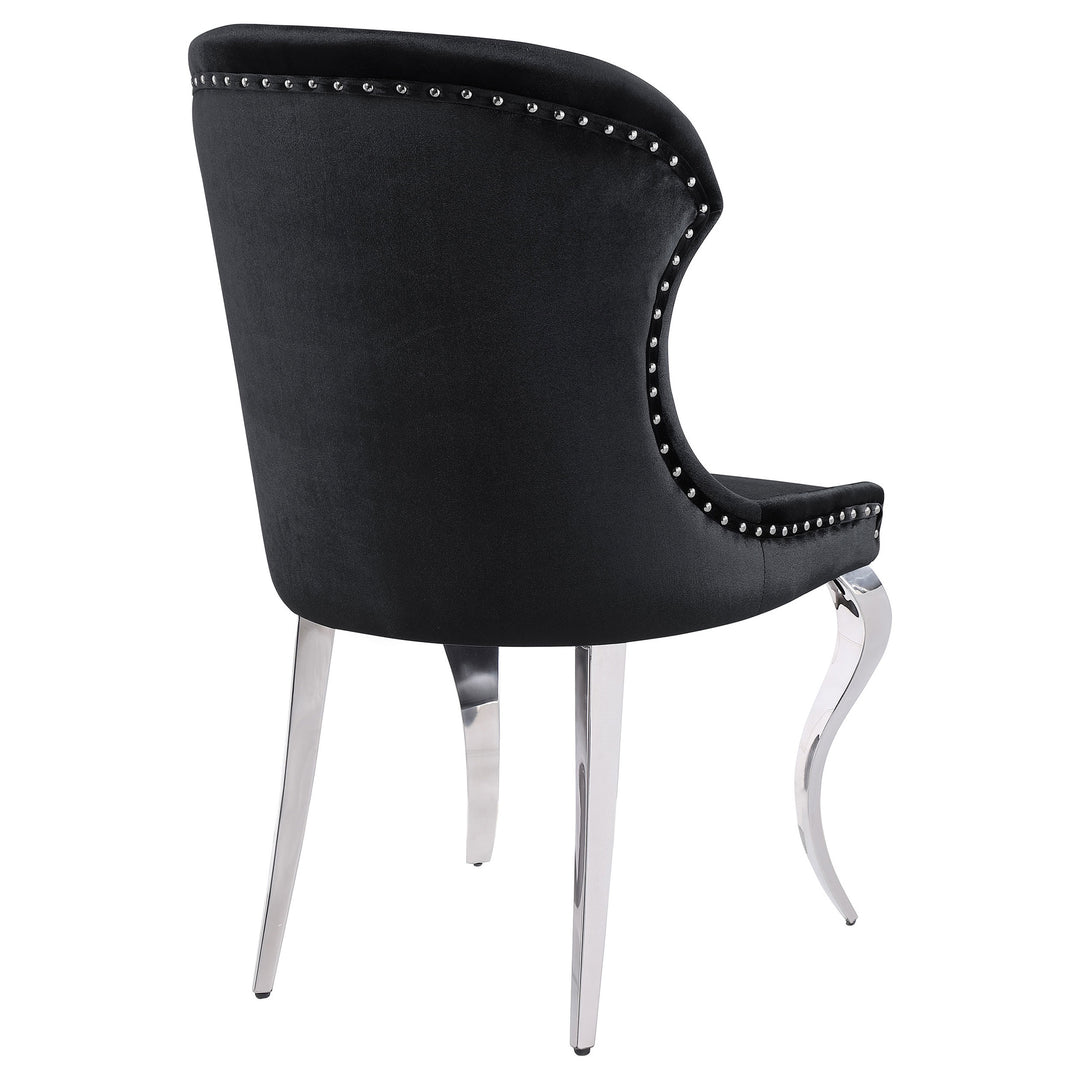 Cheyanne Upholstered Wingback Side Chair with Nailhead Trim Chrome and Black (Set of 2)