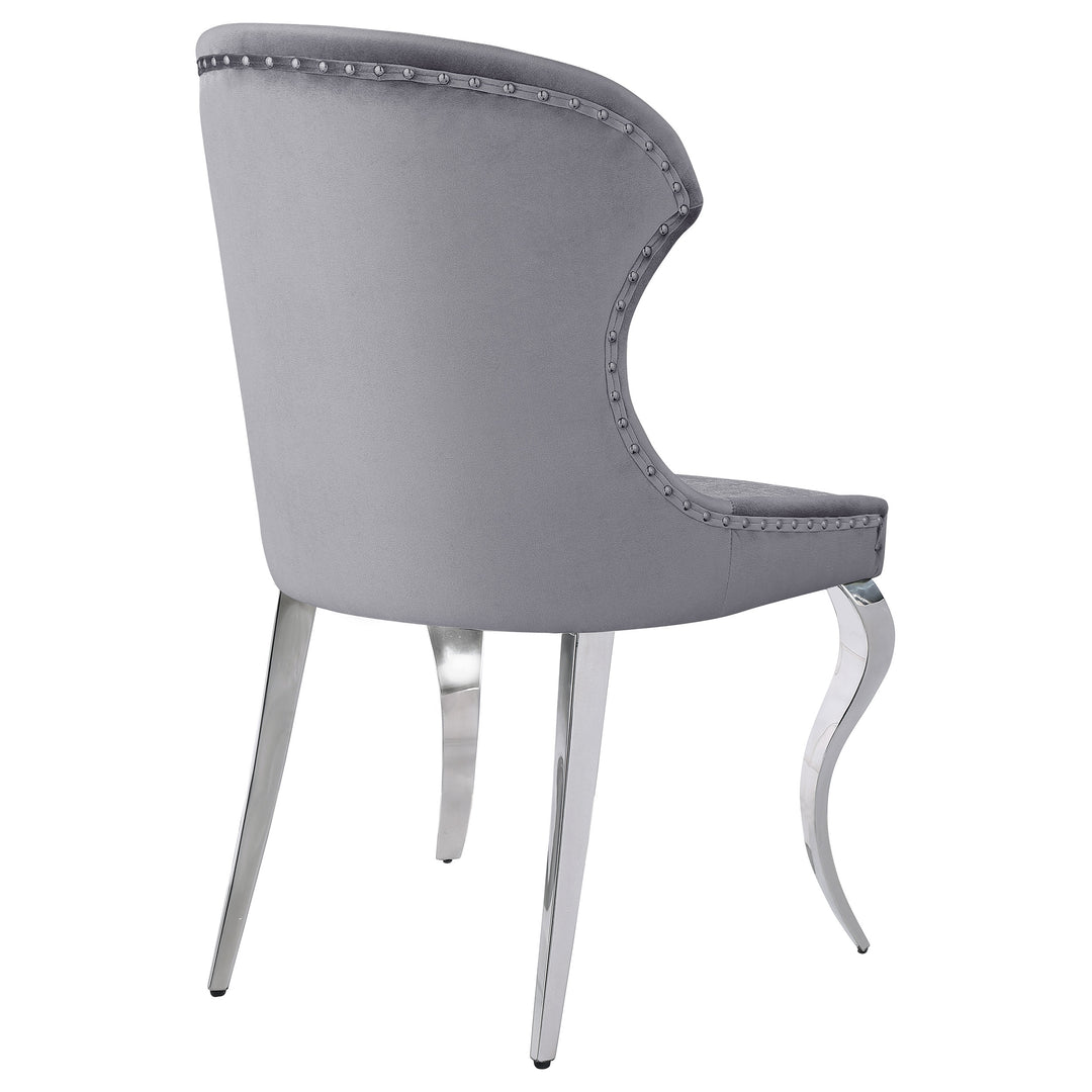 Cheyanne Upholstered Wingback Side Chair with Nailhead Trim Chrome and Grey (Set of 2)