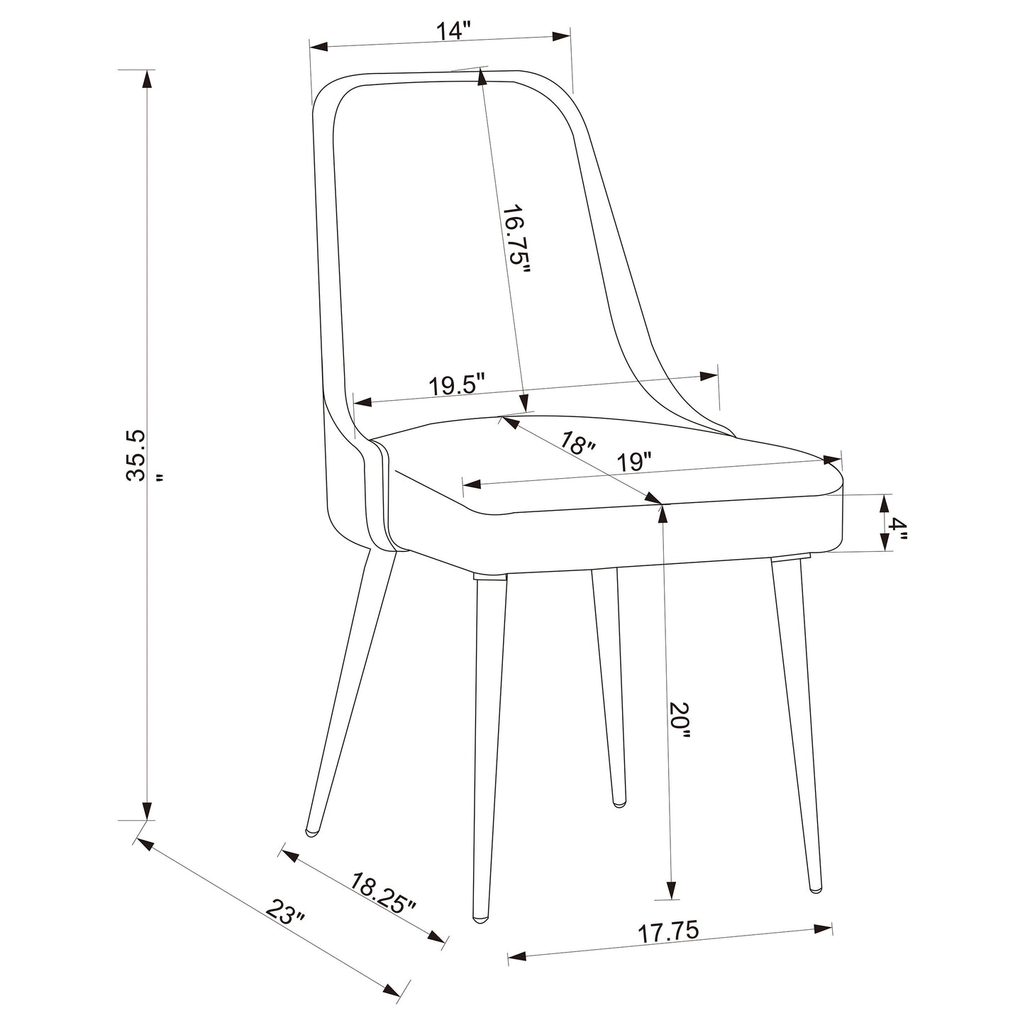 Cabianca Curved Back Side Chairs Grey (Set of 2)