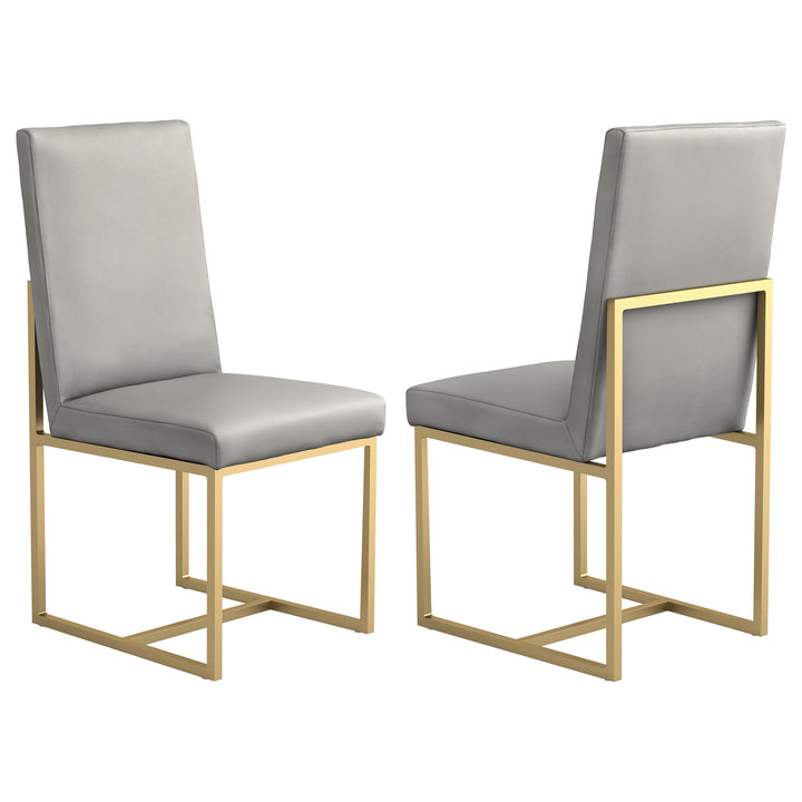 Conway Upholstered Dining Chairs Grey and Aged Gold (Set of 2)