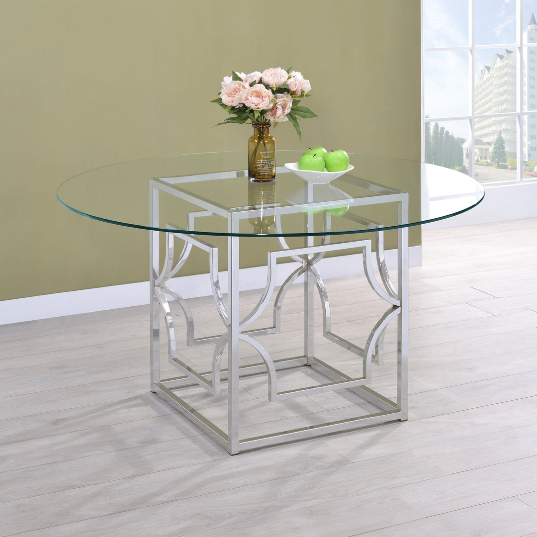 Starlight Round Glass Top Dining Table Clear and Chrome