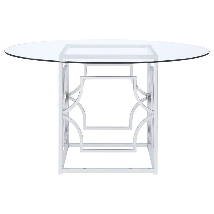 Starlight Round Glass Top Dining Table Clear and Chrome