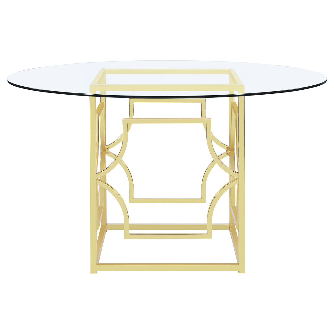 Starlight Round Glass Top Dining Table Clear and Brass