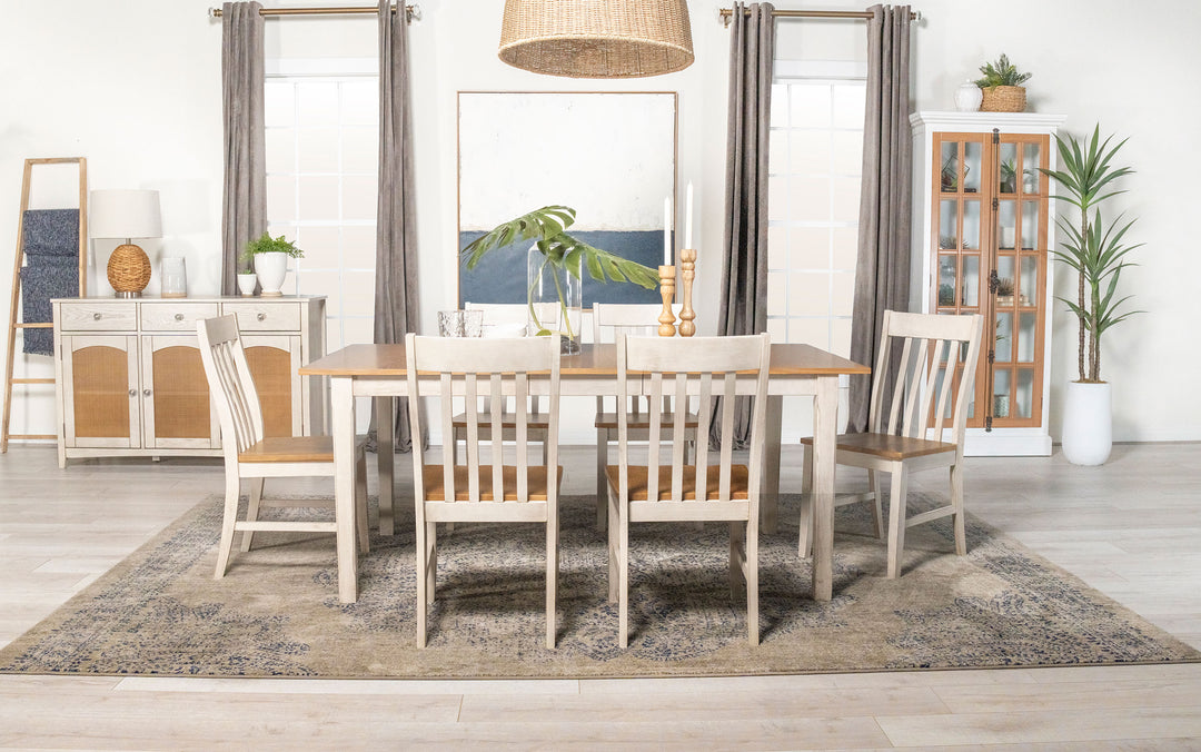 Kirby Rectangular Dining Table with Butterfly Leaf Natural and Rustic Off White