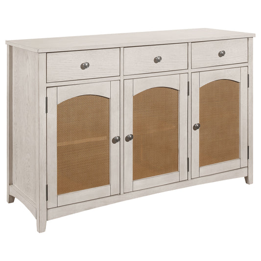 Kirby 3-drawer Rectangular Server with Adjustable Shelves Natural and Rustic Off White