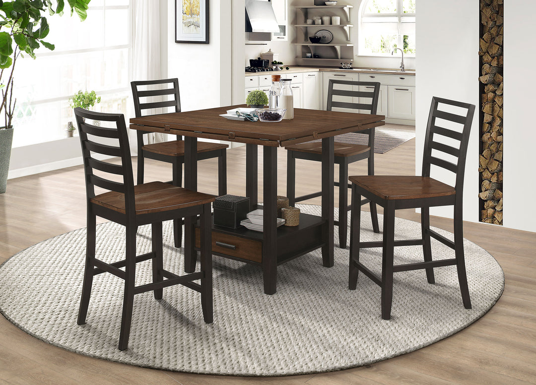 Sanford 5-piece Counter Height Dining Set with Drop Leaf Cinnamon and Espresso