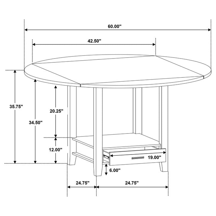 Sanford 5-piece Counter Height Dining Set with Drop Leaf Cinnamon and Espresso