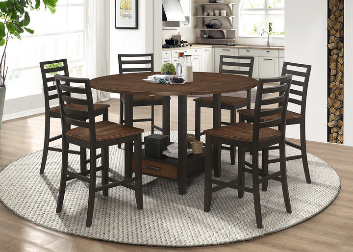 Sanford 7-piece Counter Height Dining Set with Drop Leaf Cinnamon and Espresso