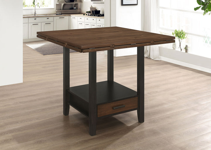 Sanford Round Counter Height Table with Drop Leaf Cinnamon and Espresso