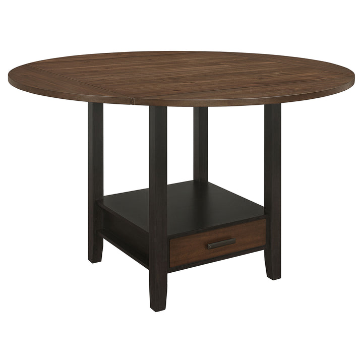 Sanford Round Counter Height Table with Drop Leaf Cinnamon and Espresso