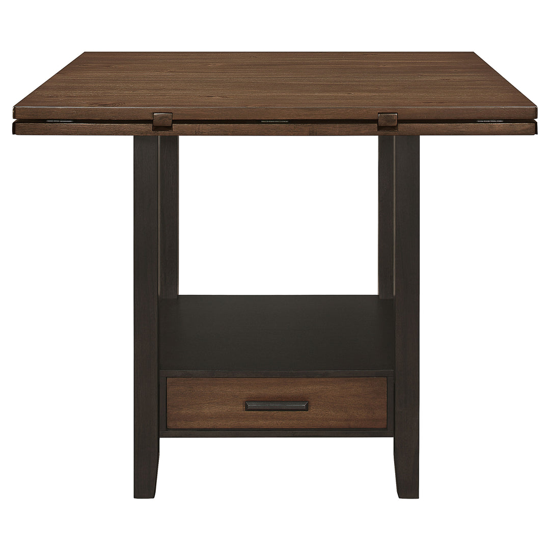 Sanford Round Counter Height Table with Drop Leaf Cinnamon and Espresso