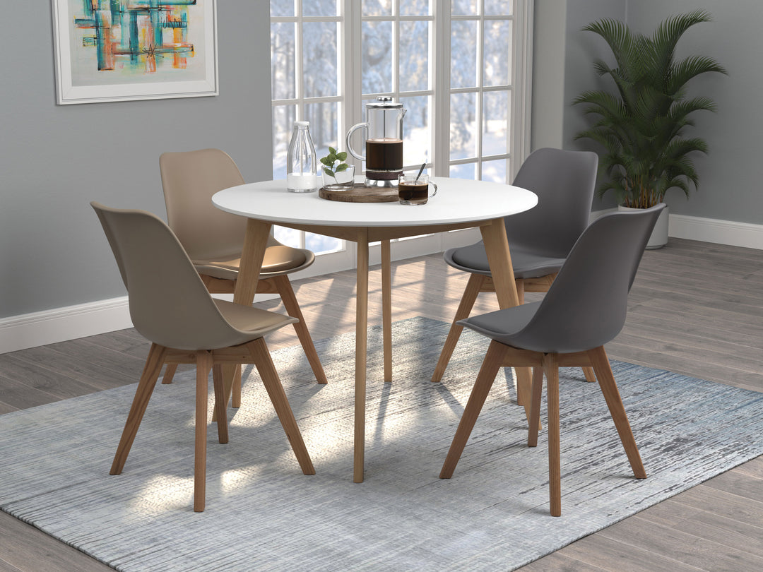 Breckenridge Round Dining Table Matte White and Natural Oak