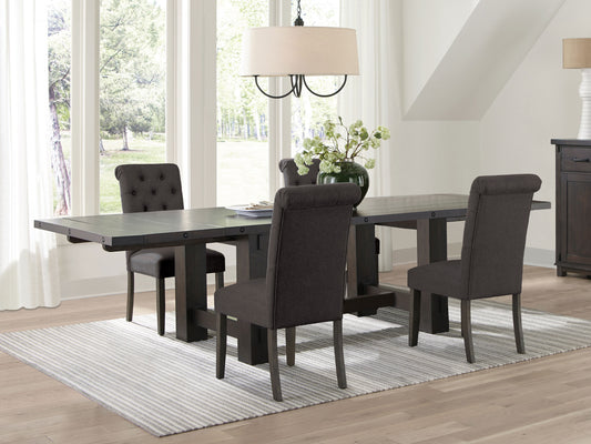 Calandra 5-piece Rectangular Dining Set with Extension Leaf Vintage Java and Grey