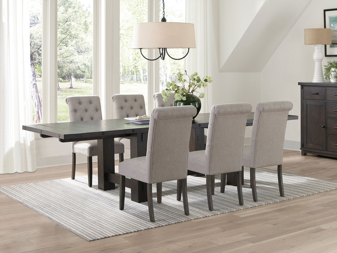 Calandra 7-piece Rectangular Dining Set with Extension Leaf Vintage Java and Beige