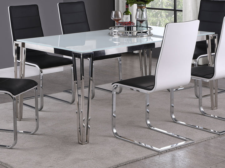 Pauline Rectangular Dining Table with Metal Leg White and Chrome