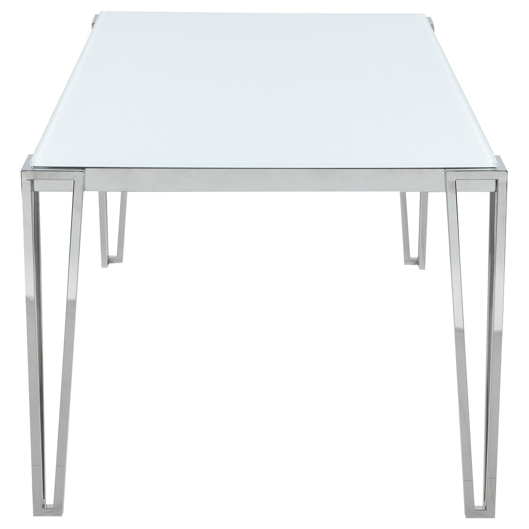 Pauline Rectangular Dining Table with Metal Leg White and Chrome