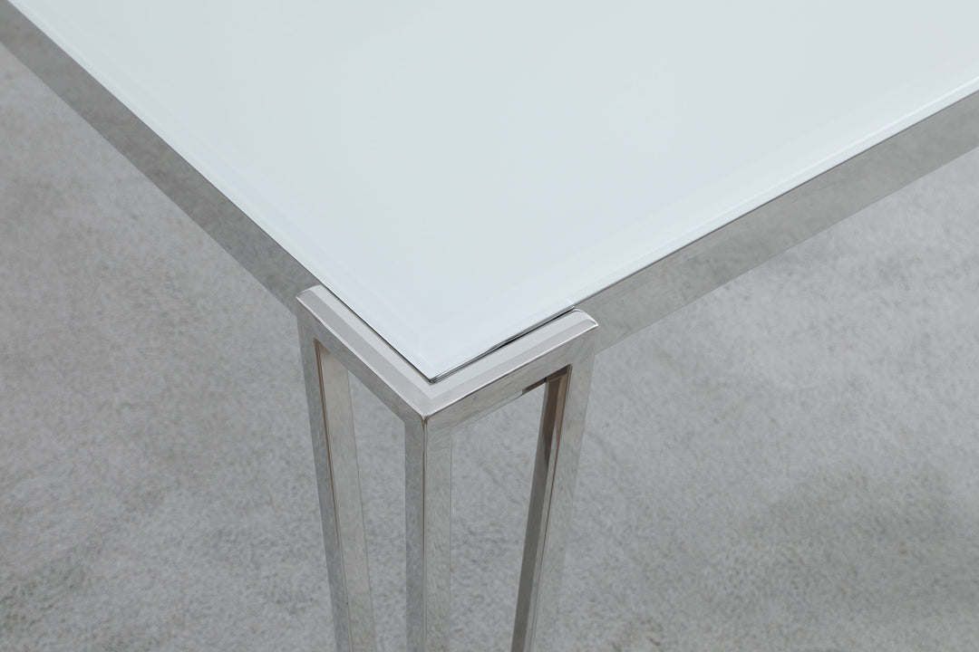 Pauline Rectangular Dining Table with Metal Leg White and Chrome