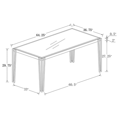 Pauline Rectangular Dining Table with Metal Leg White and Chrome