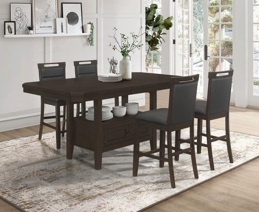 Prentiss 5-piece Rectangular Counter Height Dining Set with Butterfly Leaf Cappuccino