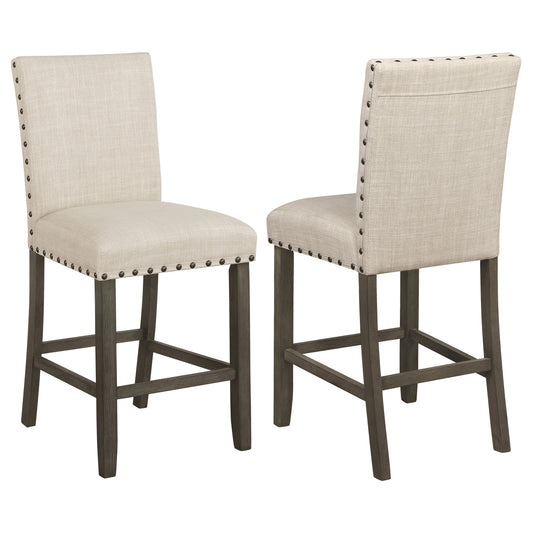 Ralland Upholstered Counter Height Stools with Nailhead Trim Beige (Set of 2)