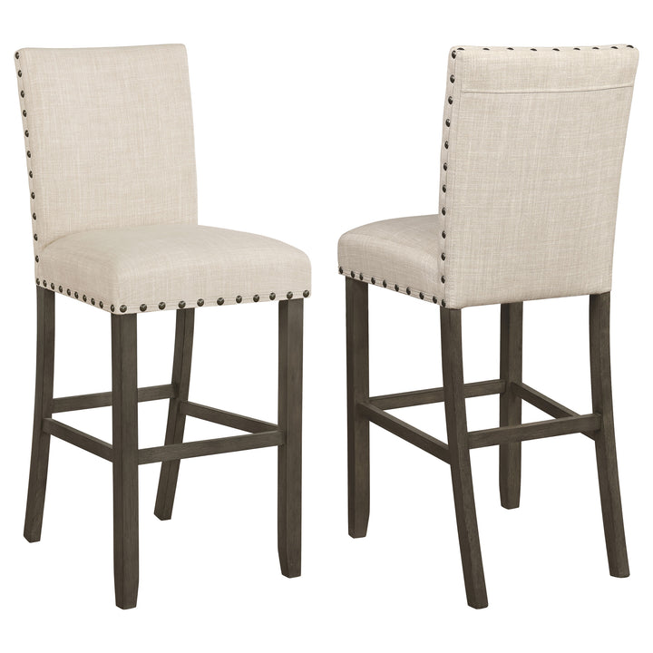 Ralland Upholstered Bar Stools with Nailhead Trim Beige (Set of 2)