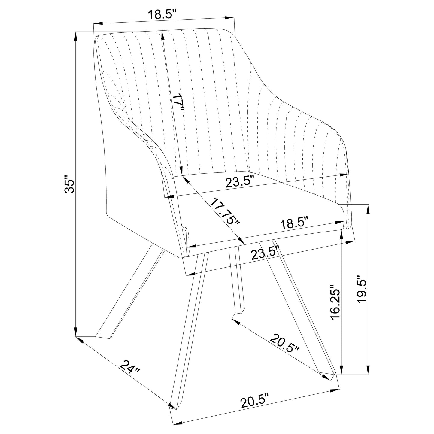 Arika Channeled Back Swivel Dining Chair Green