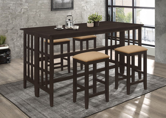 Gabriel 5-piece Rectangular Counter Height Dining Set Cappuccino