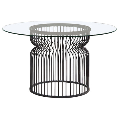 Granvia Round Glass Top Dining Table Clear and Gunmetal